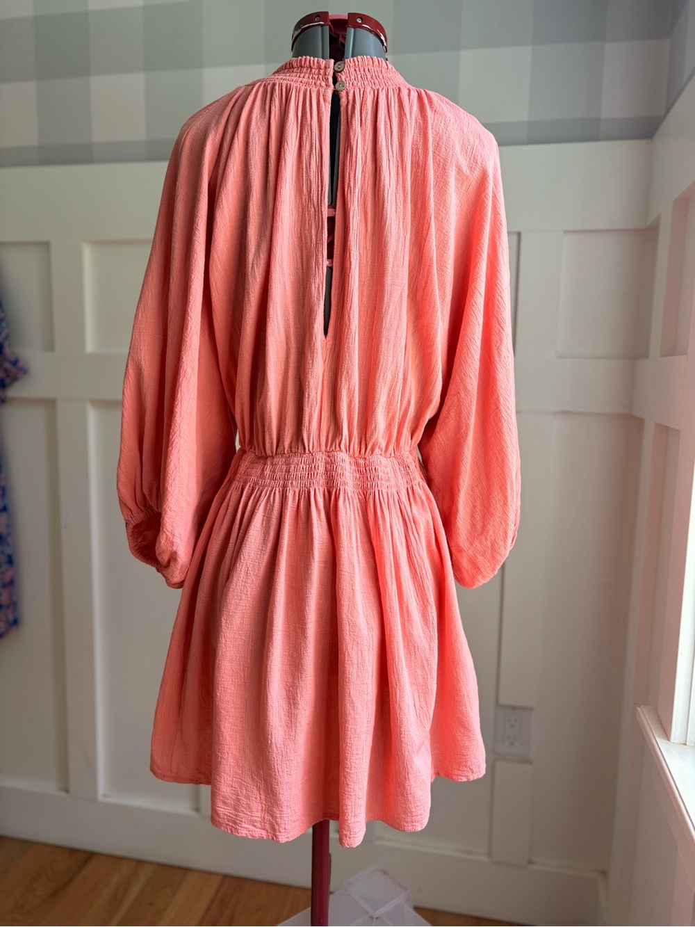 Free People Dusty Rose Long Sleeve Mini Smock Dress Medium - Picture 3 of 5